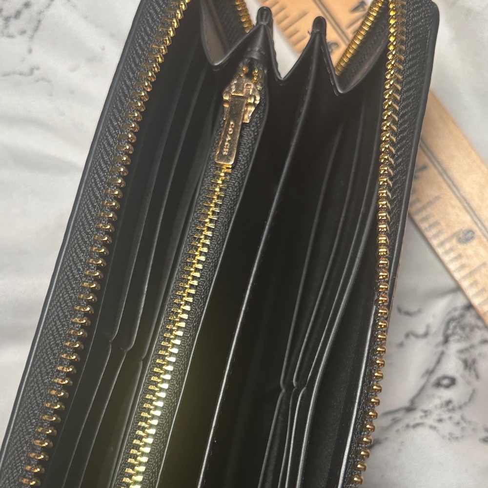Coach Black Leather Wallet with Gold Accents - Picture 8 of 10